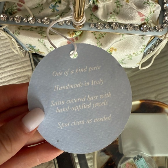 NWT Hill House One Of A Kind Floral Satin Handmade Bejeweled Decorative Basket - Picture 3 of 7